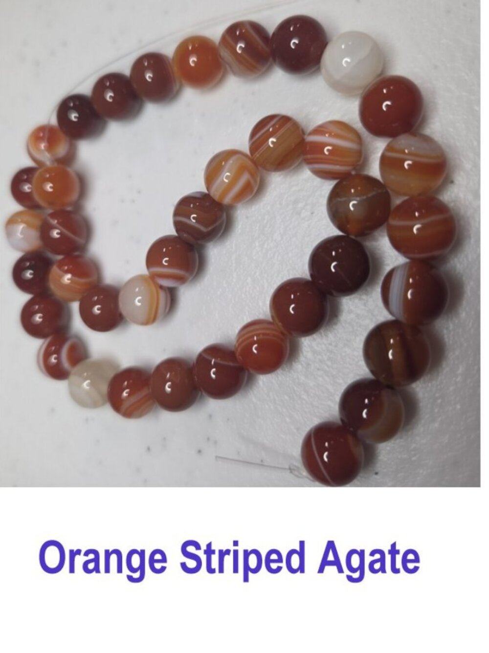 Orange Striped Agate Round Beads, Big, Bold, Beautiful 10mm 15" Strand